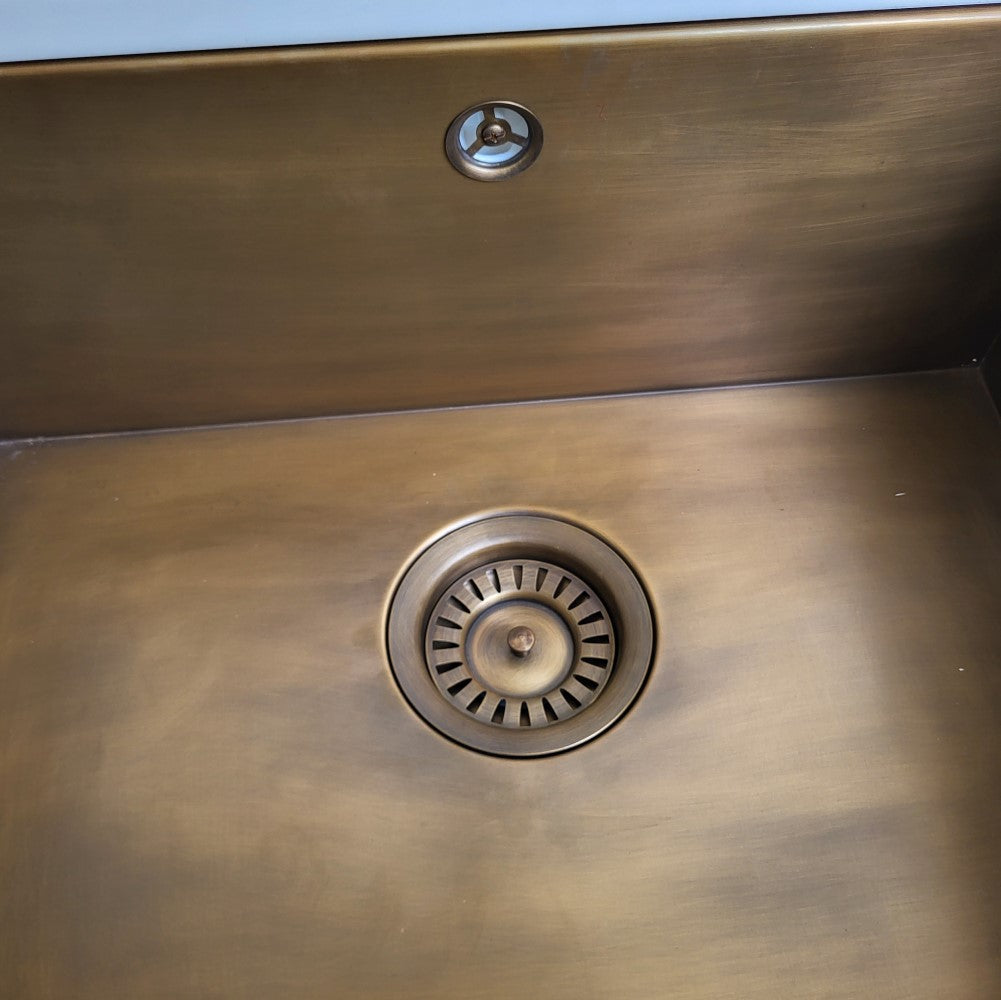 Olif Crudo 40+40 Patinated Brass kitchen sink, undermount or topmount