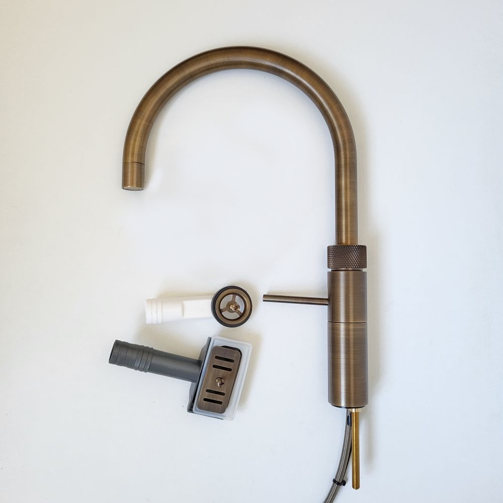 Crudo Kitchen Sink Overflow Patinated Brass