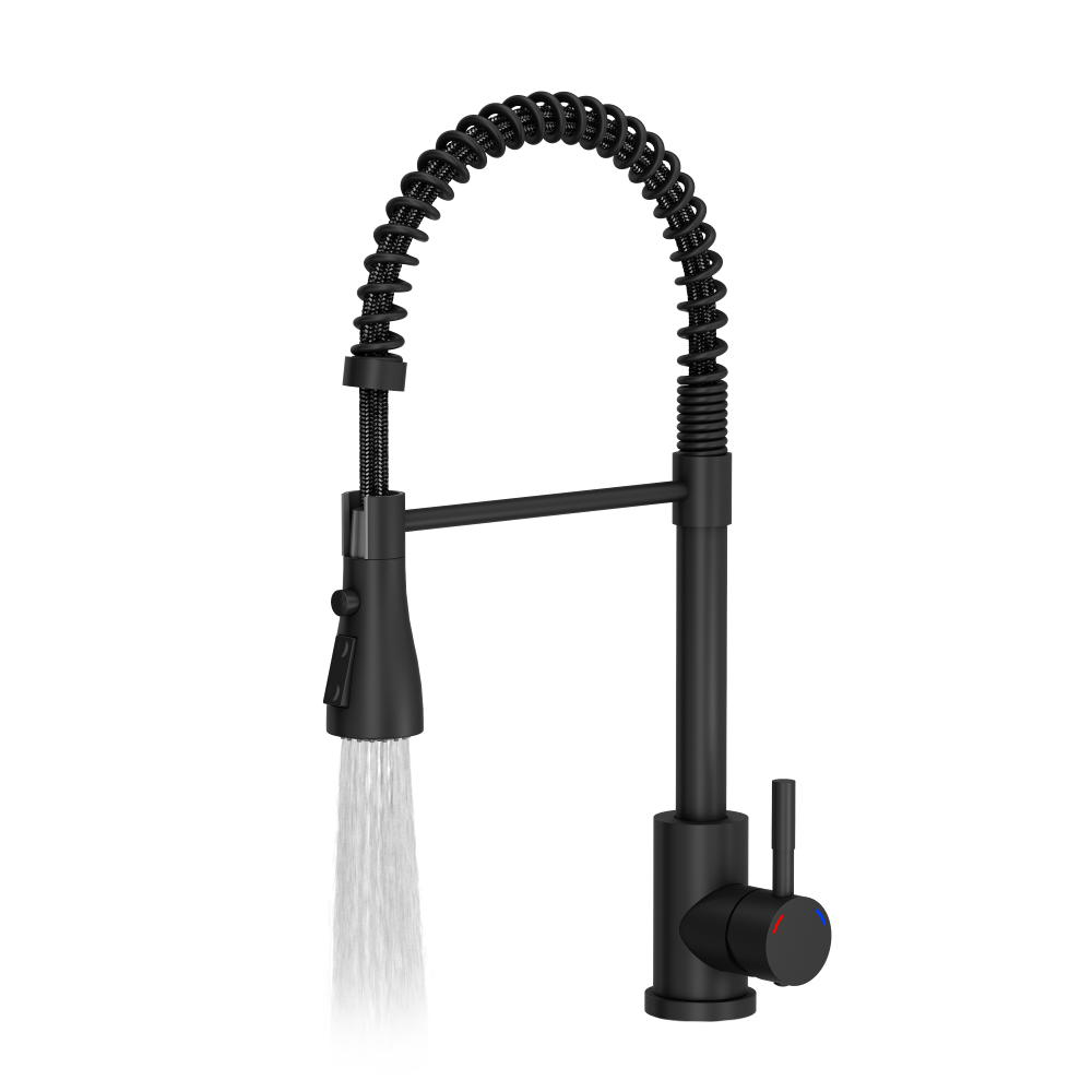 Quadron Salma flexible tap with spray & water stop function, Matte Black