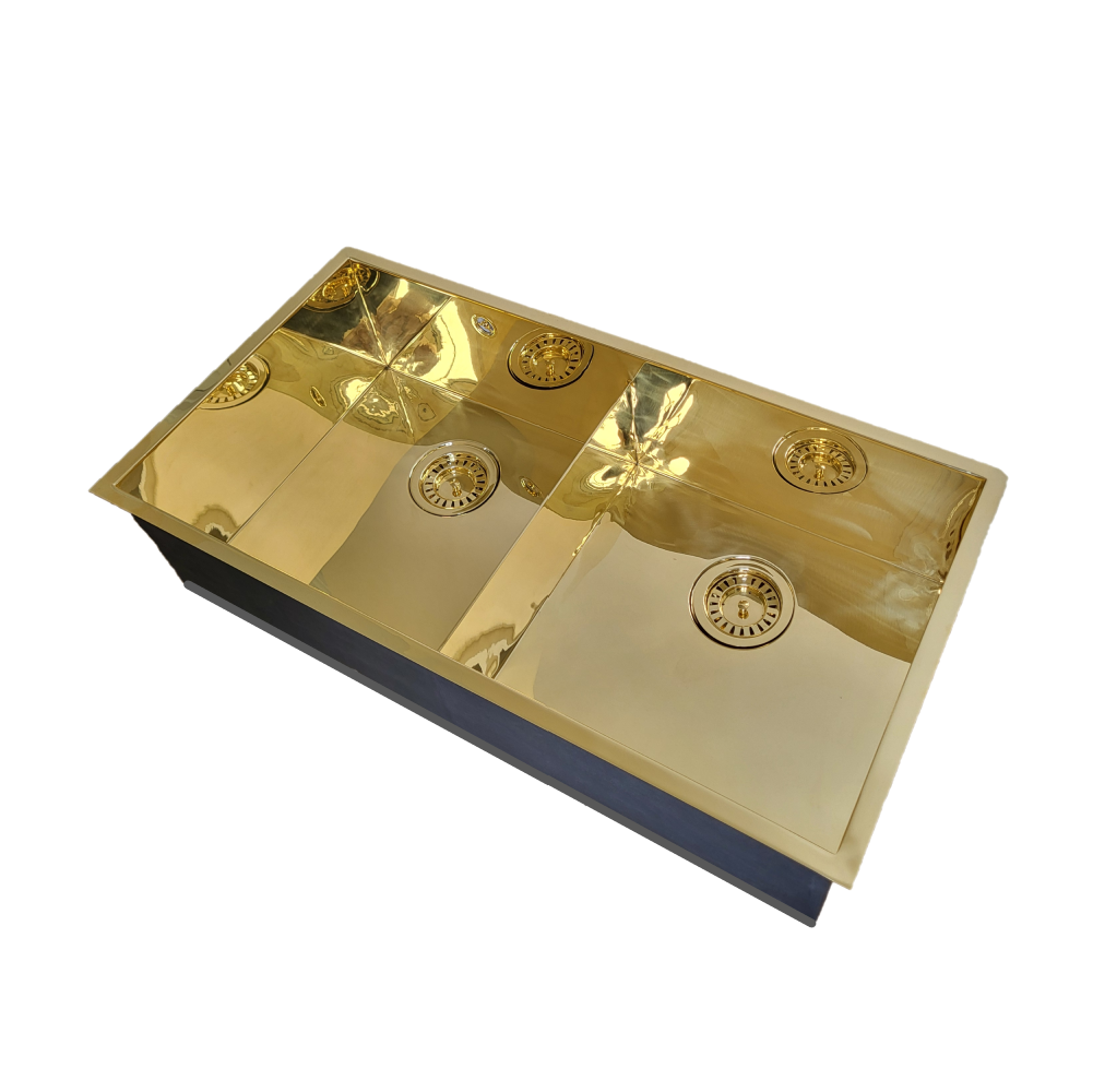 Olif Crudo 40+40 Virgin Brass kitchen sink, undermount or topmount