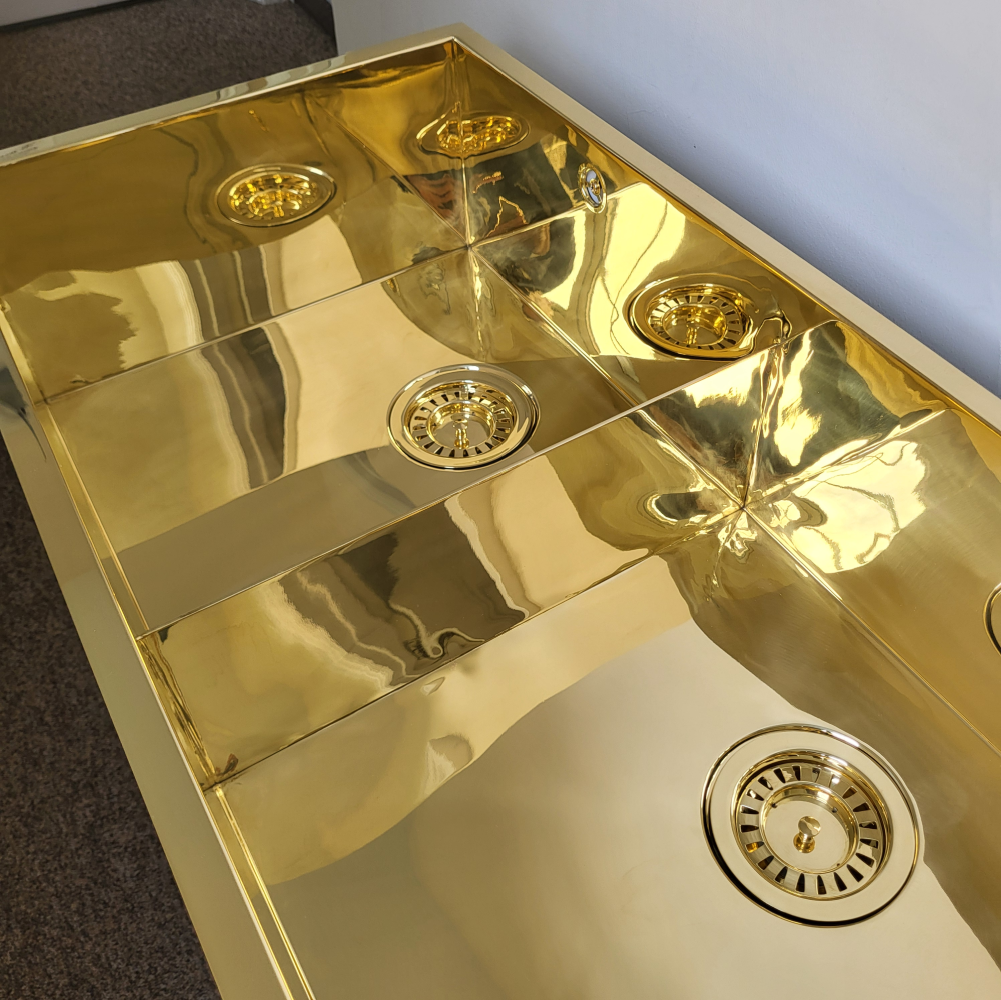 Olif Crudo 40+40 Virgin Brass kitchen sink, undermount or topmount