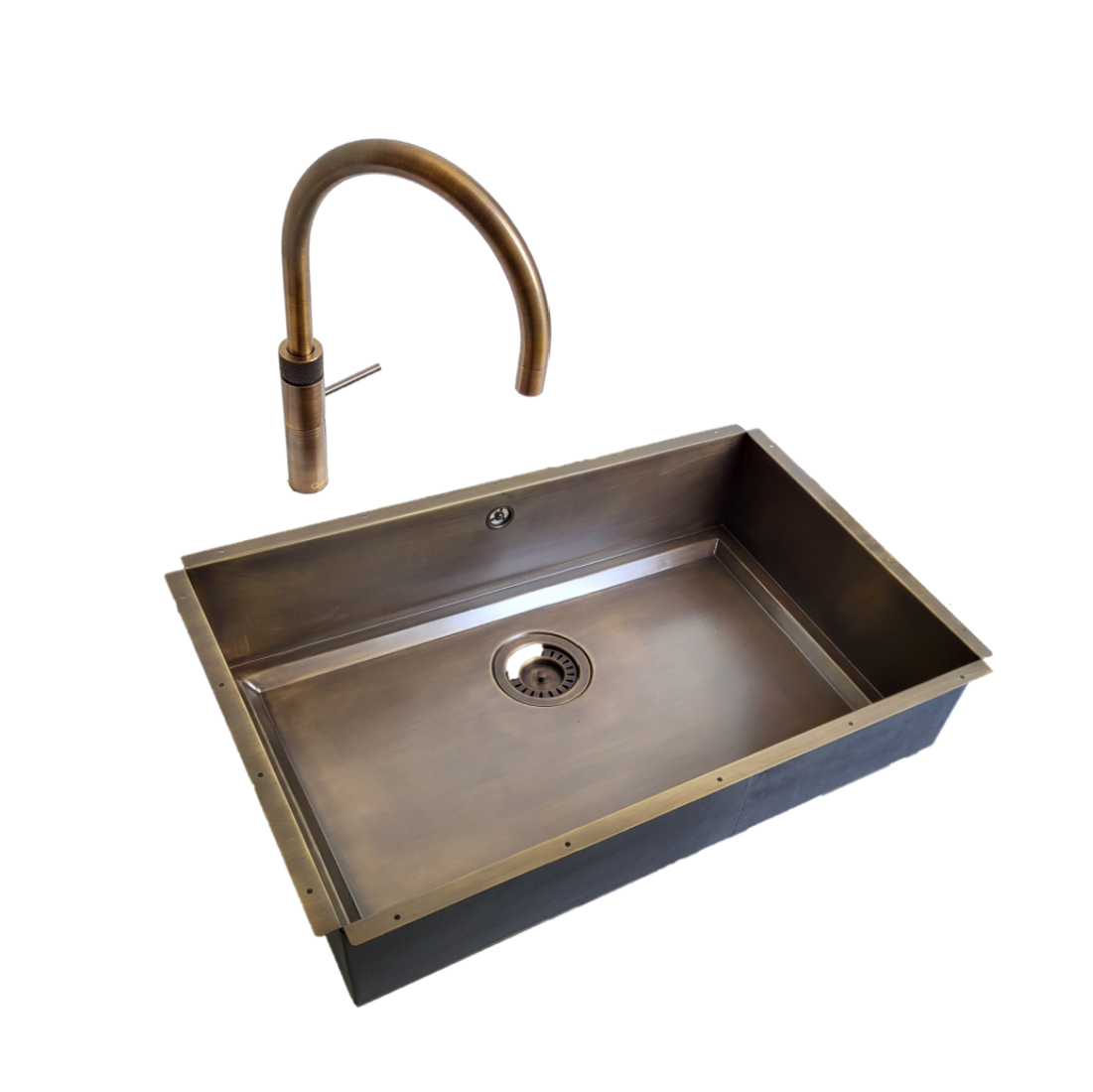 Olif Crudo 65 Cladded Patinated Brass Kitchen Sink
