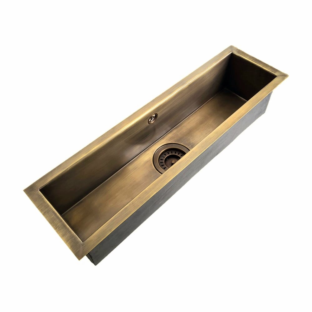 Olif Crudo Trough 68 Patinated Brass, undermount or topmount