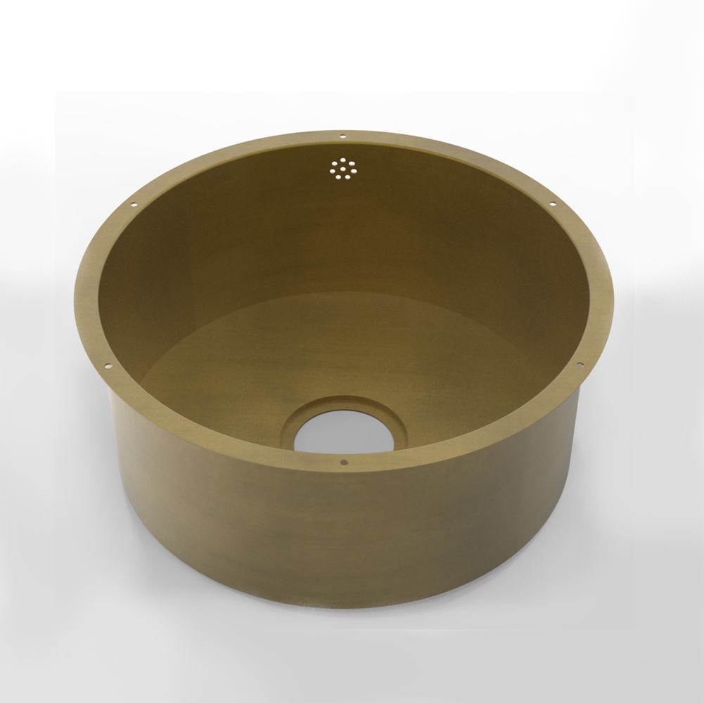 Olif Crudo D40 Patinated Brass kitchen sink, round undermount
