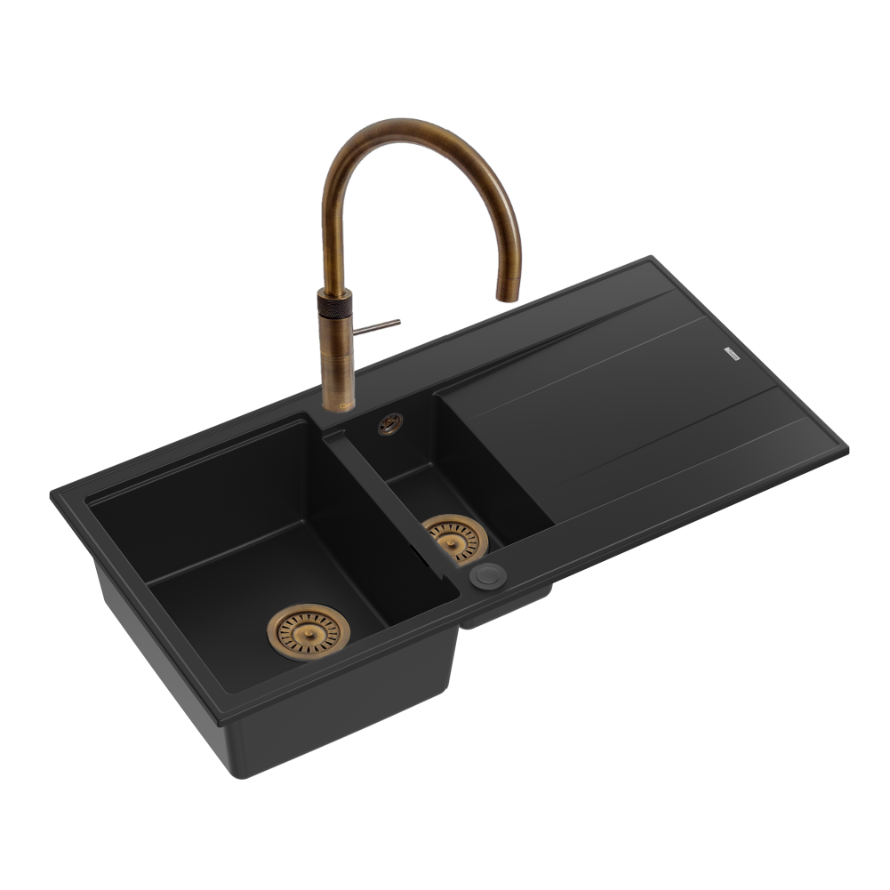 Quadron Evan 156 Black Patinated Brass inset kitchen sink