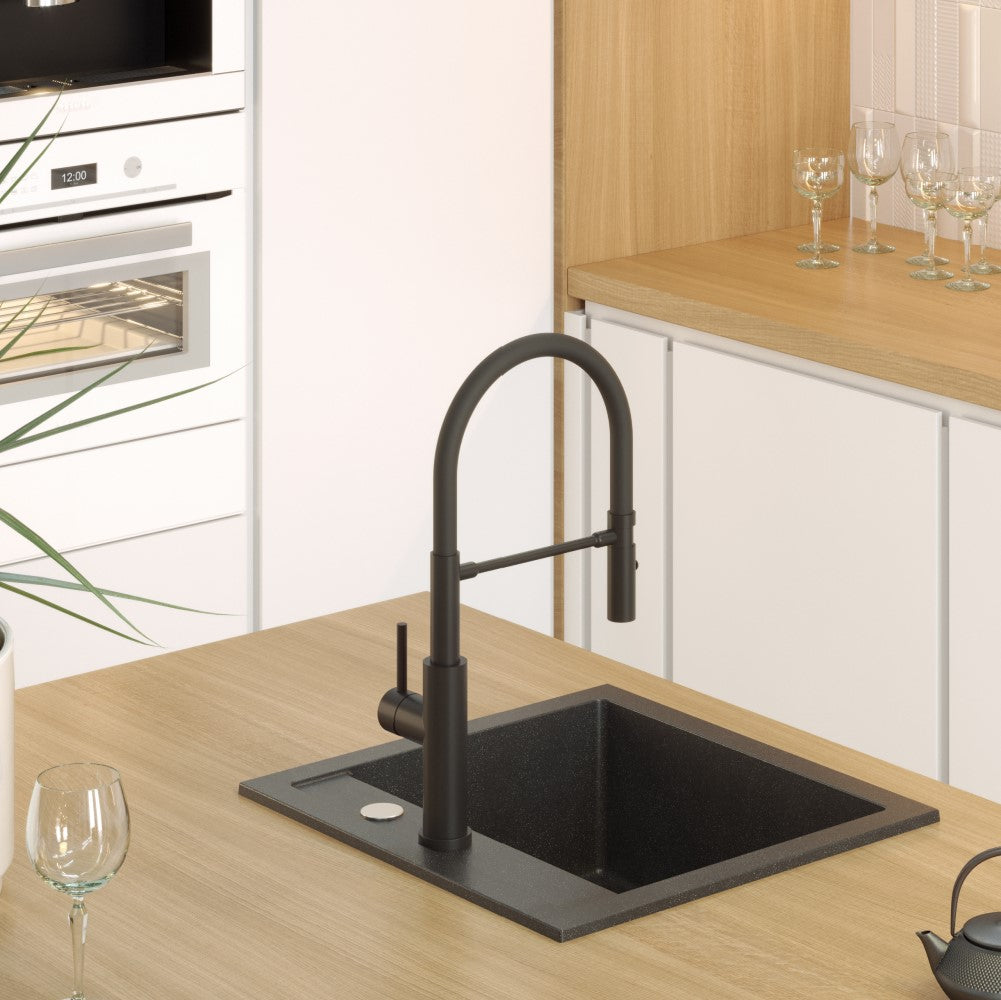 Quadron Andy flexible tap with spray function, Matte Black
