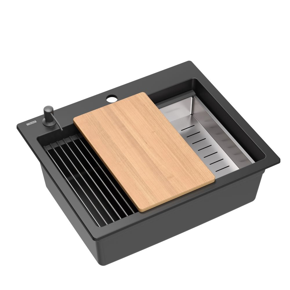 Quadron Kurt Pure Carbon inset kitchen workstation