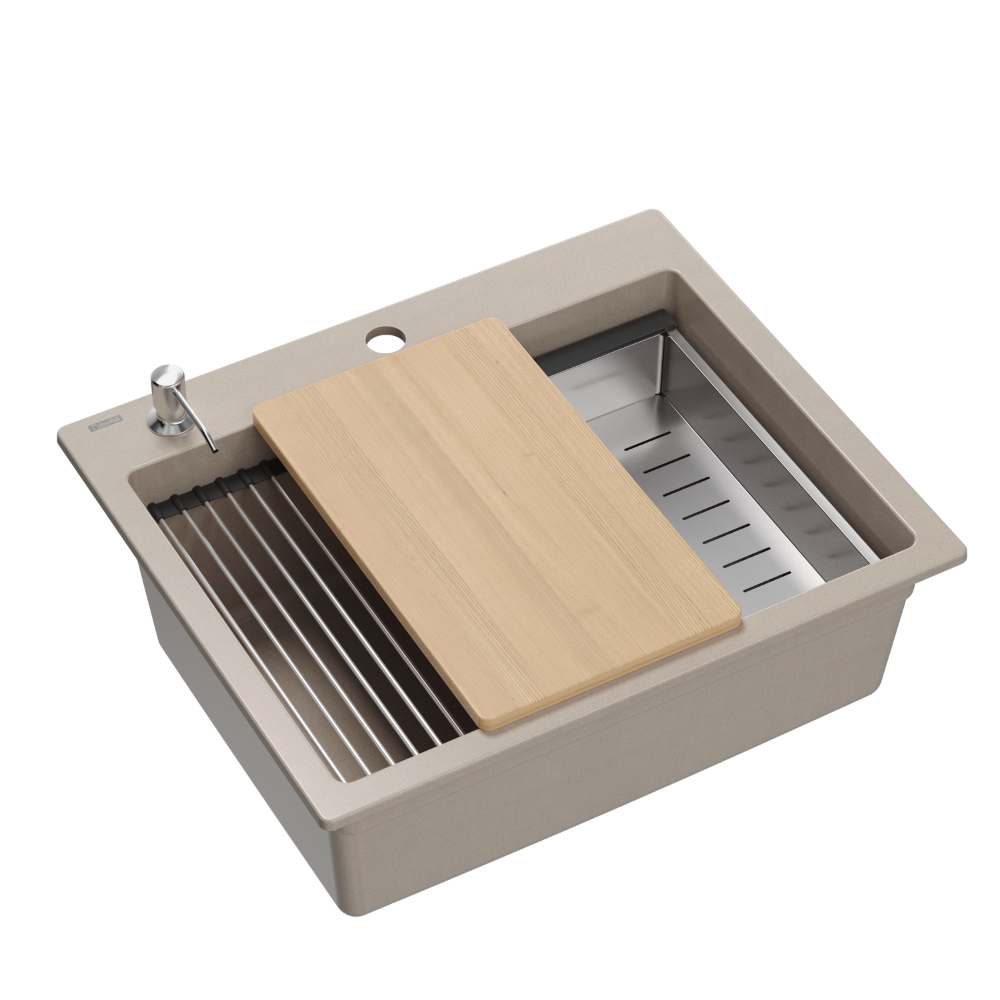 Quadron Kurt Pearl Beige inset kitchen workstation