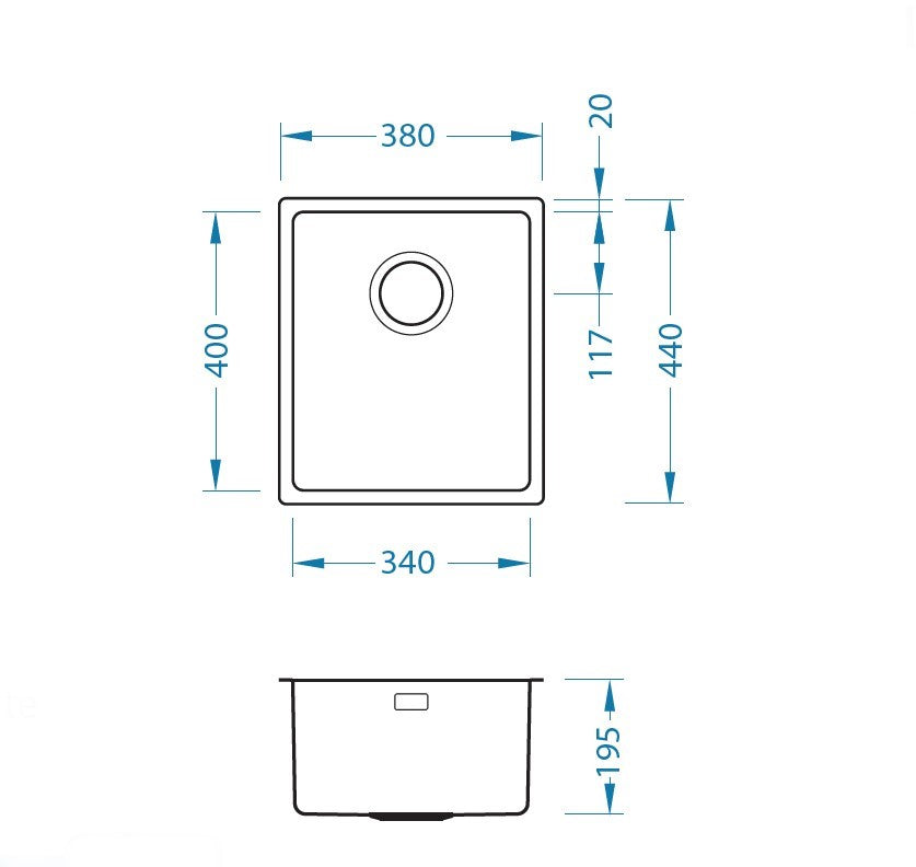 Alveus Monarch Kombino 20 Anthracite undermount sink