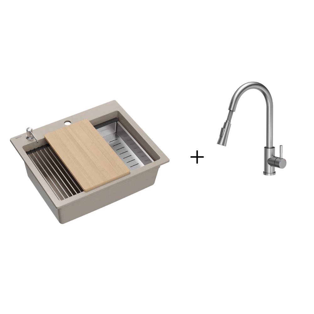 Quadron Kurt Pearl Beige inset kitchen workstation