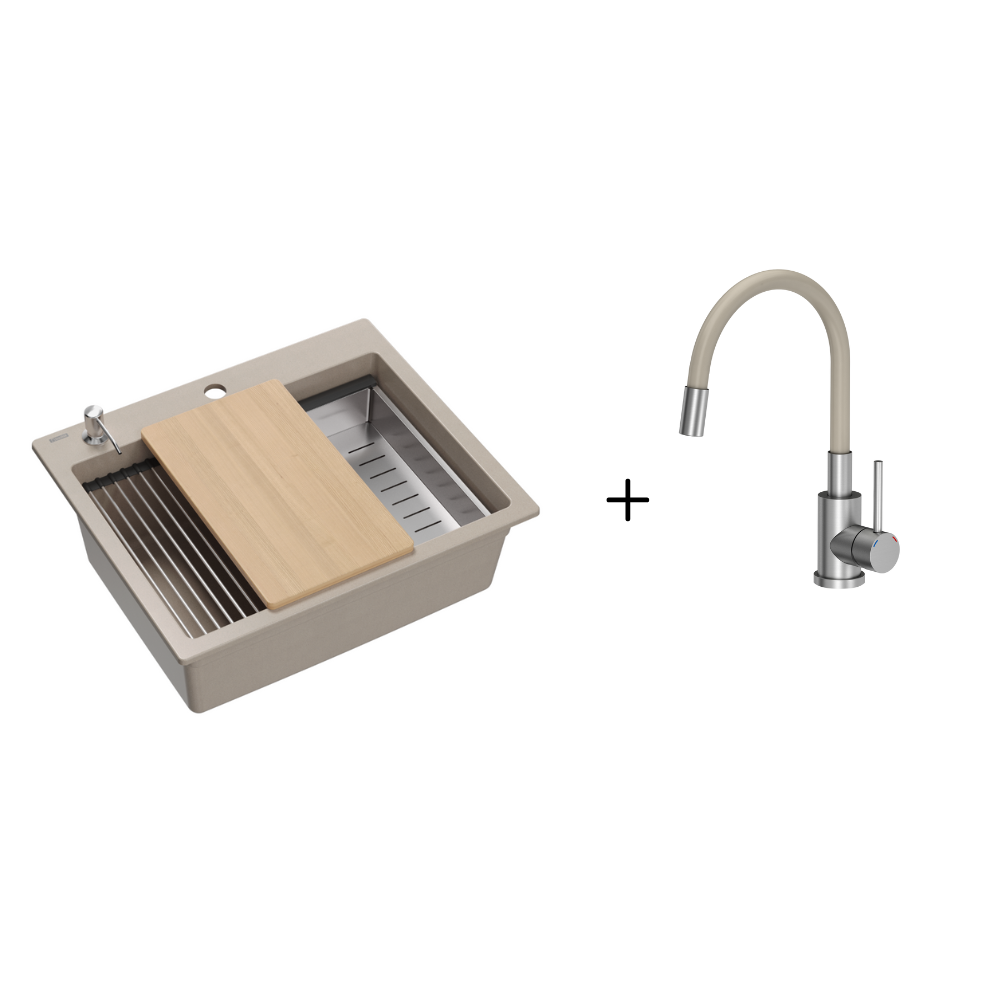 Quadron Kurt Pearl Beige inset kitchen workstation