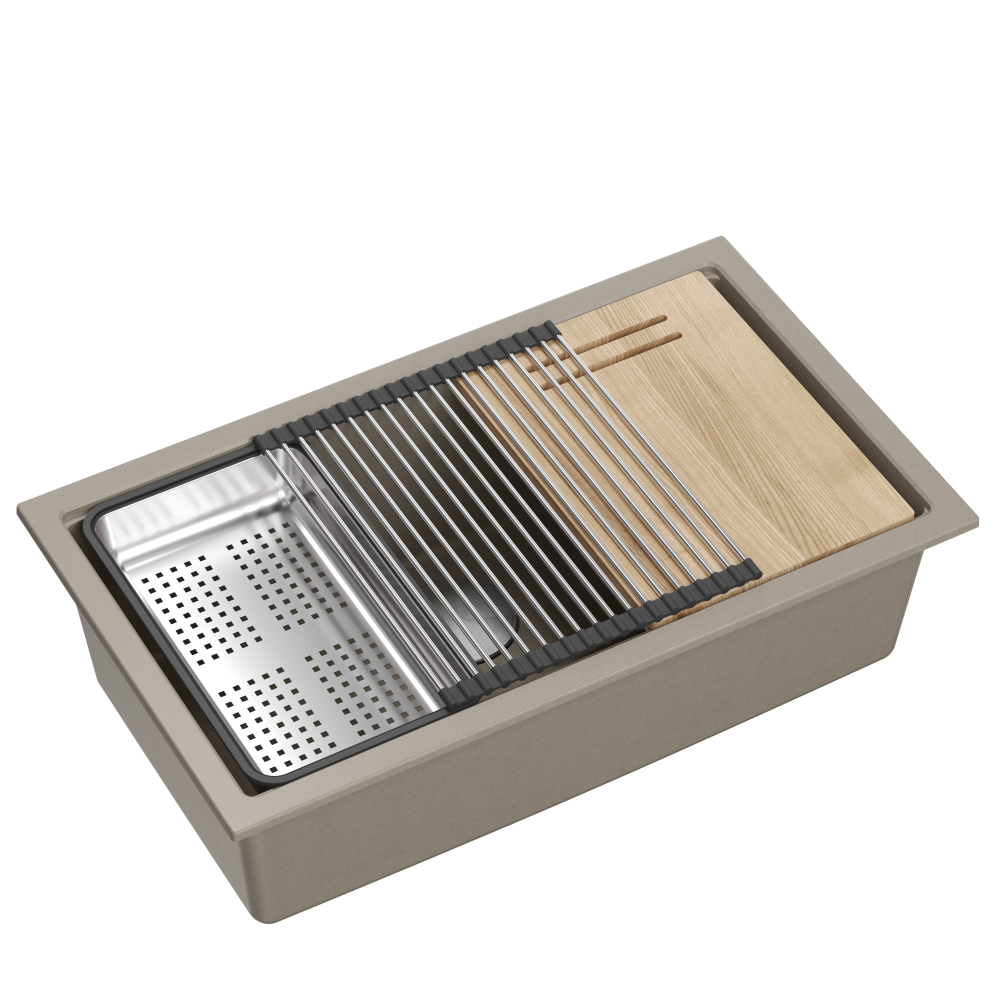 Quadron Logan 110 Soft Taupe, topmount or undermount sink