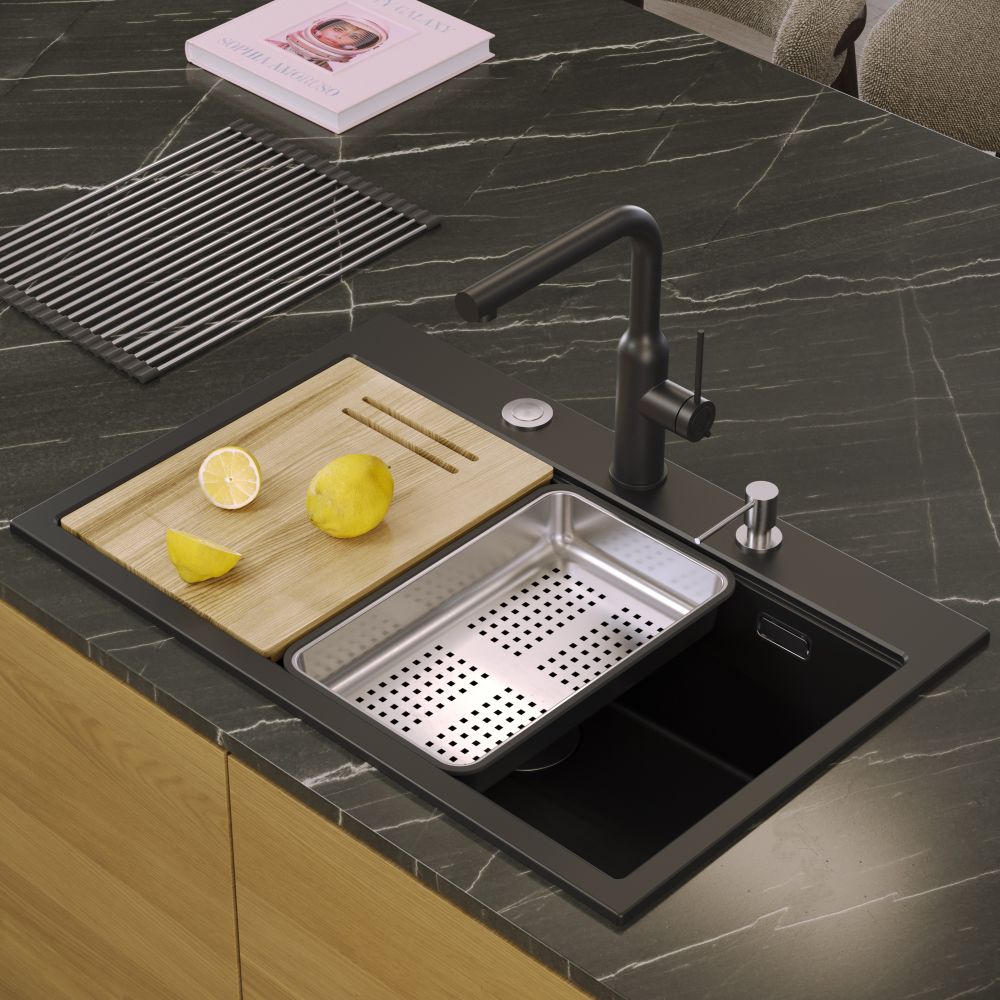 Quadron  Marc 110 Pure Carbon inset kitchen workstation