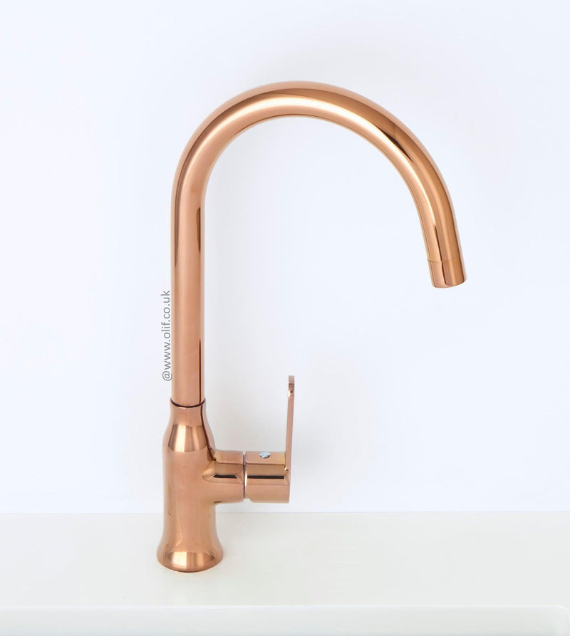 Copper kitchen mixer tap, WRAS certified Alveus Monarch Leo Copper Olif