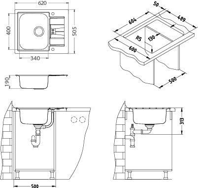 Alveus Line Maxim 60, flush or flat-mount sink - Olif