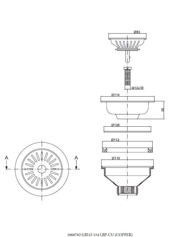 Alveus Monarch Basket Strainer Waste in Bronze finish - Olif