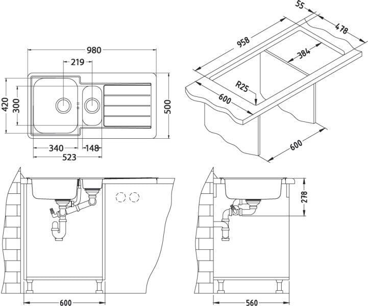 Alveus Monarch Line 10 Copper, inset sink - Olif