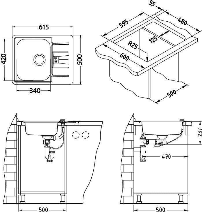 Alveus Monarch Line 60 Gold, inset sink - Olif