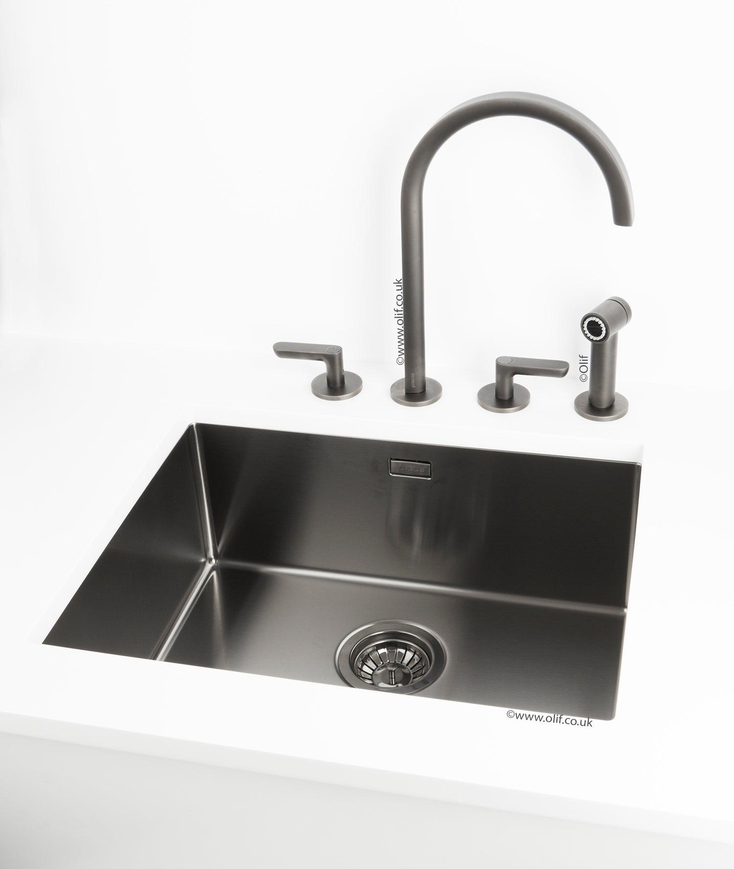 Alveus Monarch Quadrix 50 Anthracite, flush/slim/undermount sink - Olif