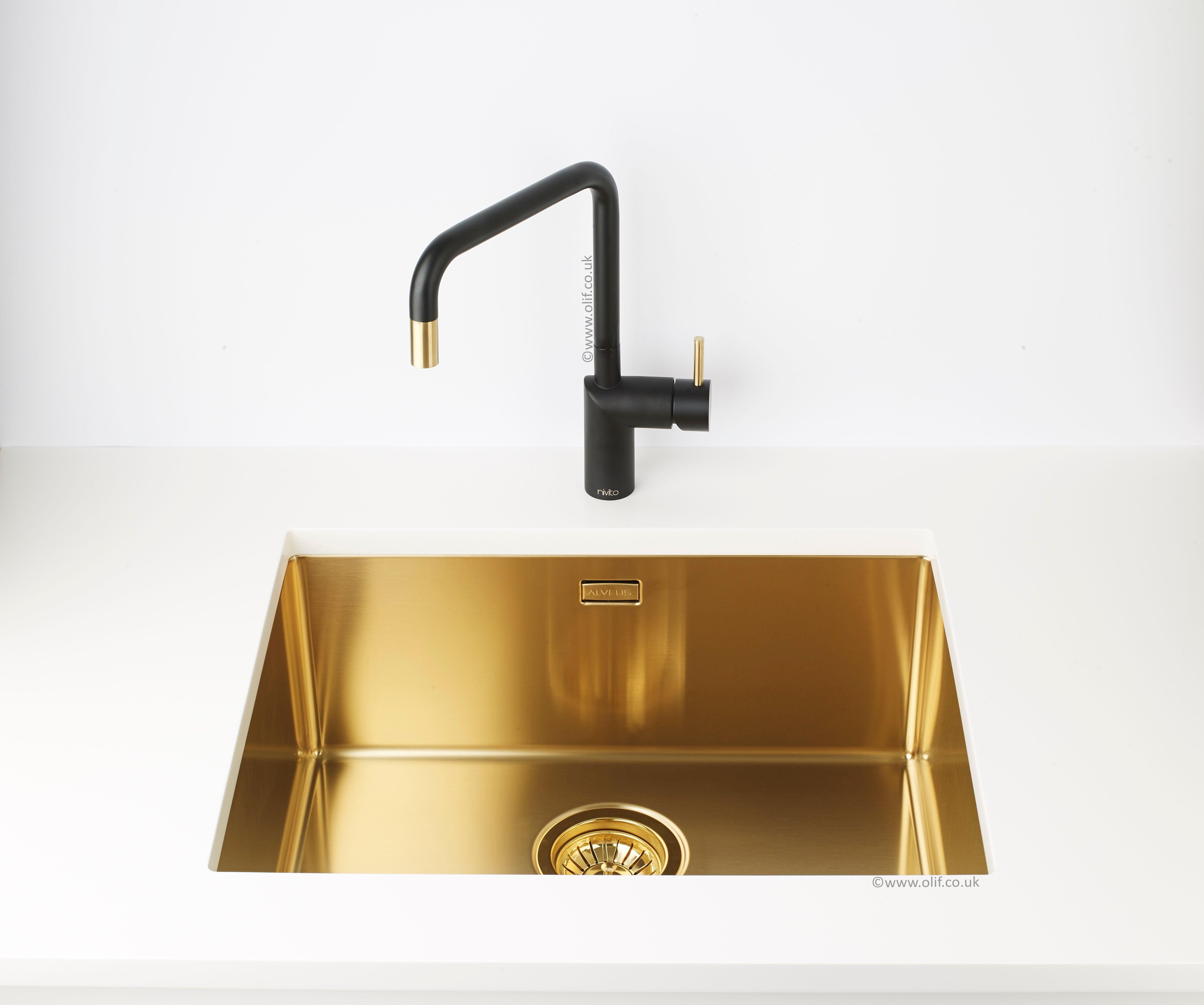 Alveus Monarch Quadrix 50 Gold, flush/slim/undermount sink - Olif