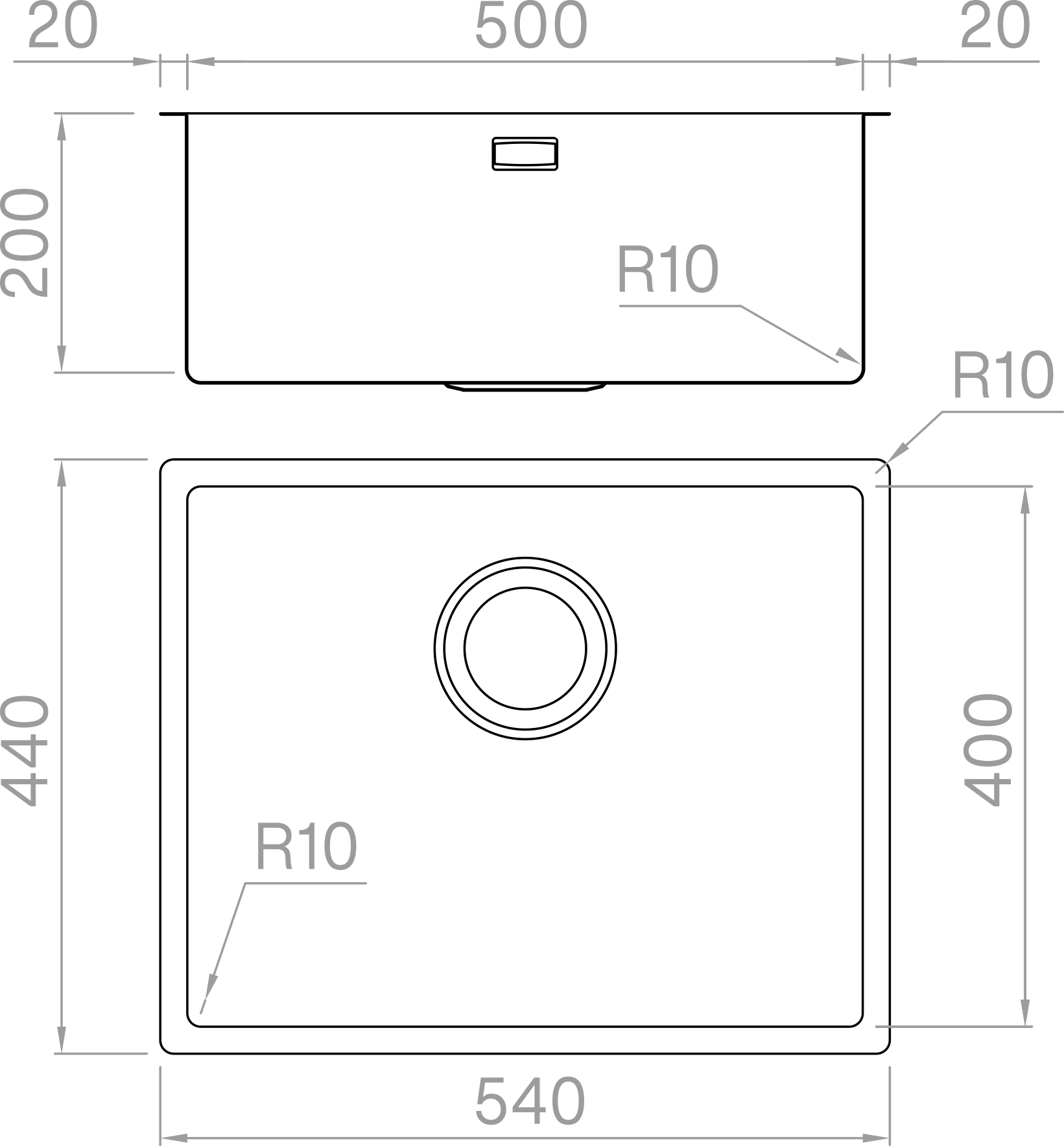 Artinox Titanium Copper 50, top, flush-mount or undermount sink