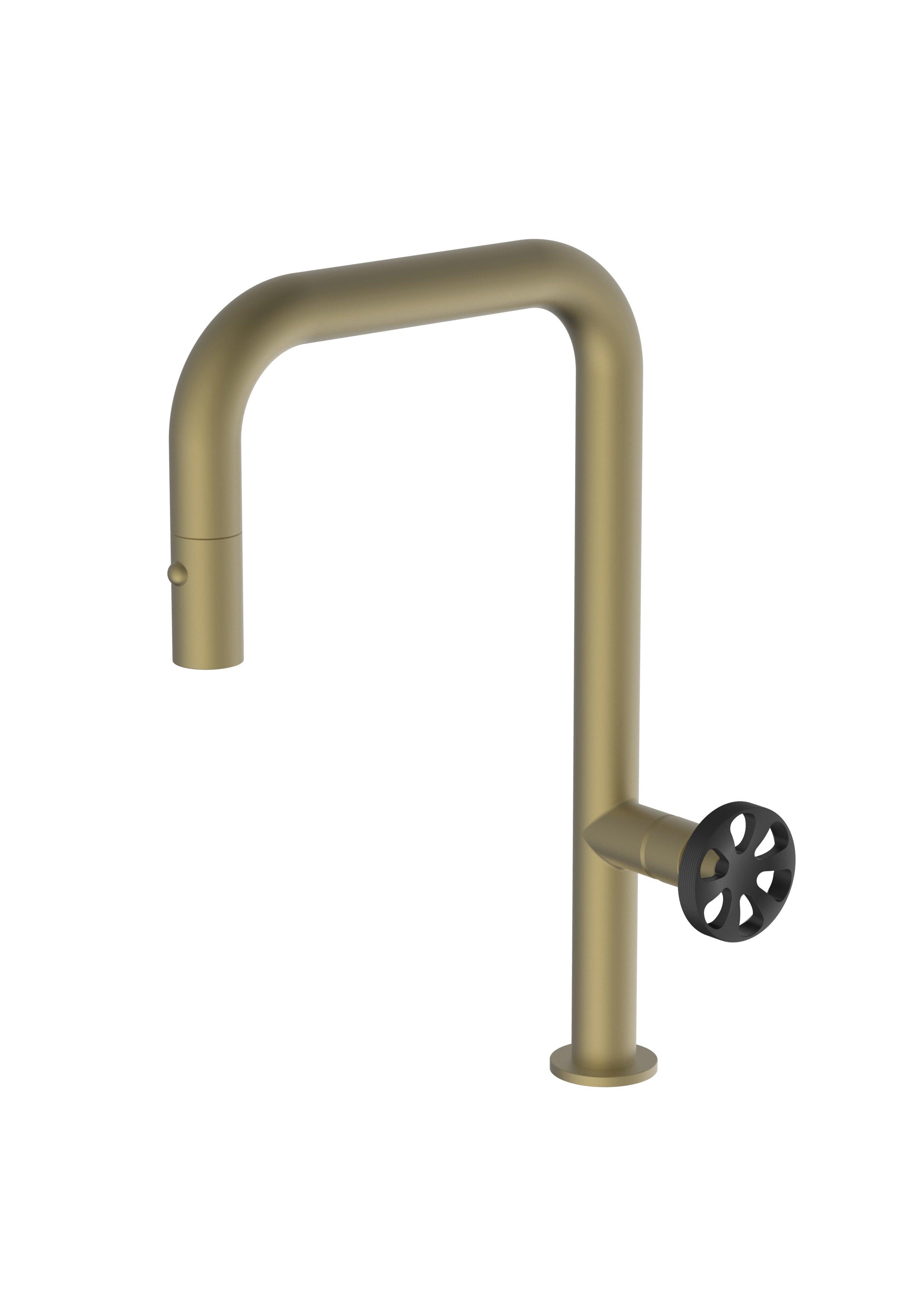 Capo Brass/Gold Mix & Match, pull-down kitchen mixer tap - Olif