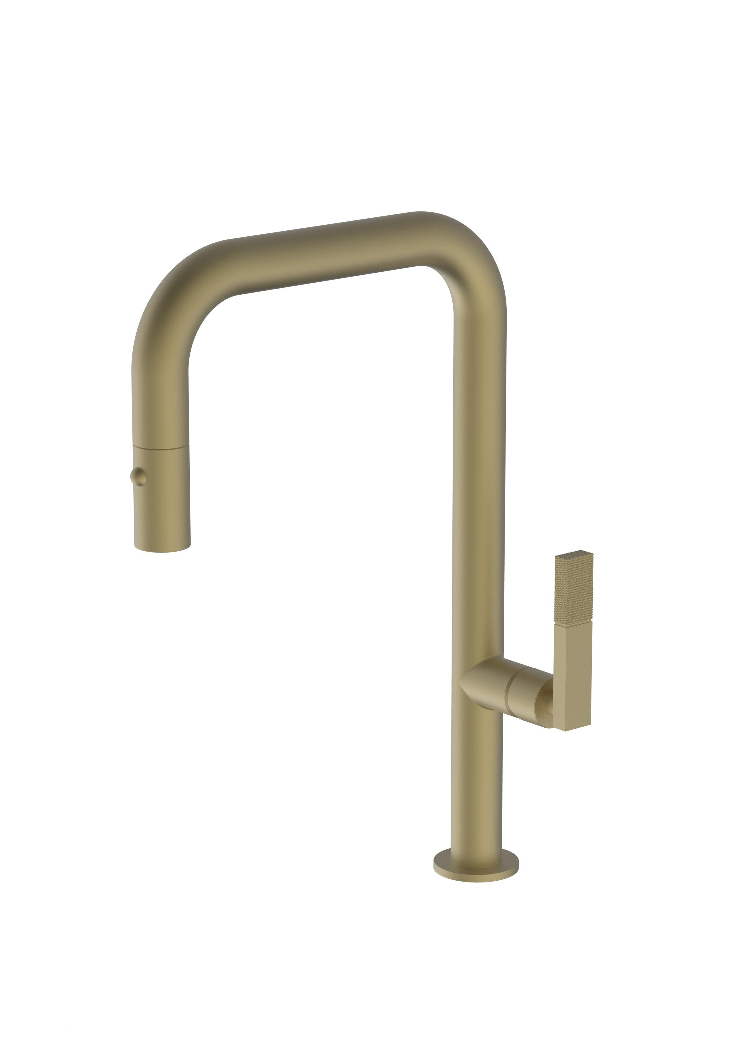 Capo Brass/Gold, pull-down kitchen mixer tap - Olif