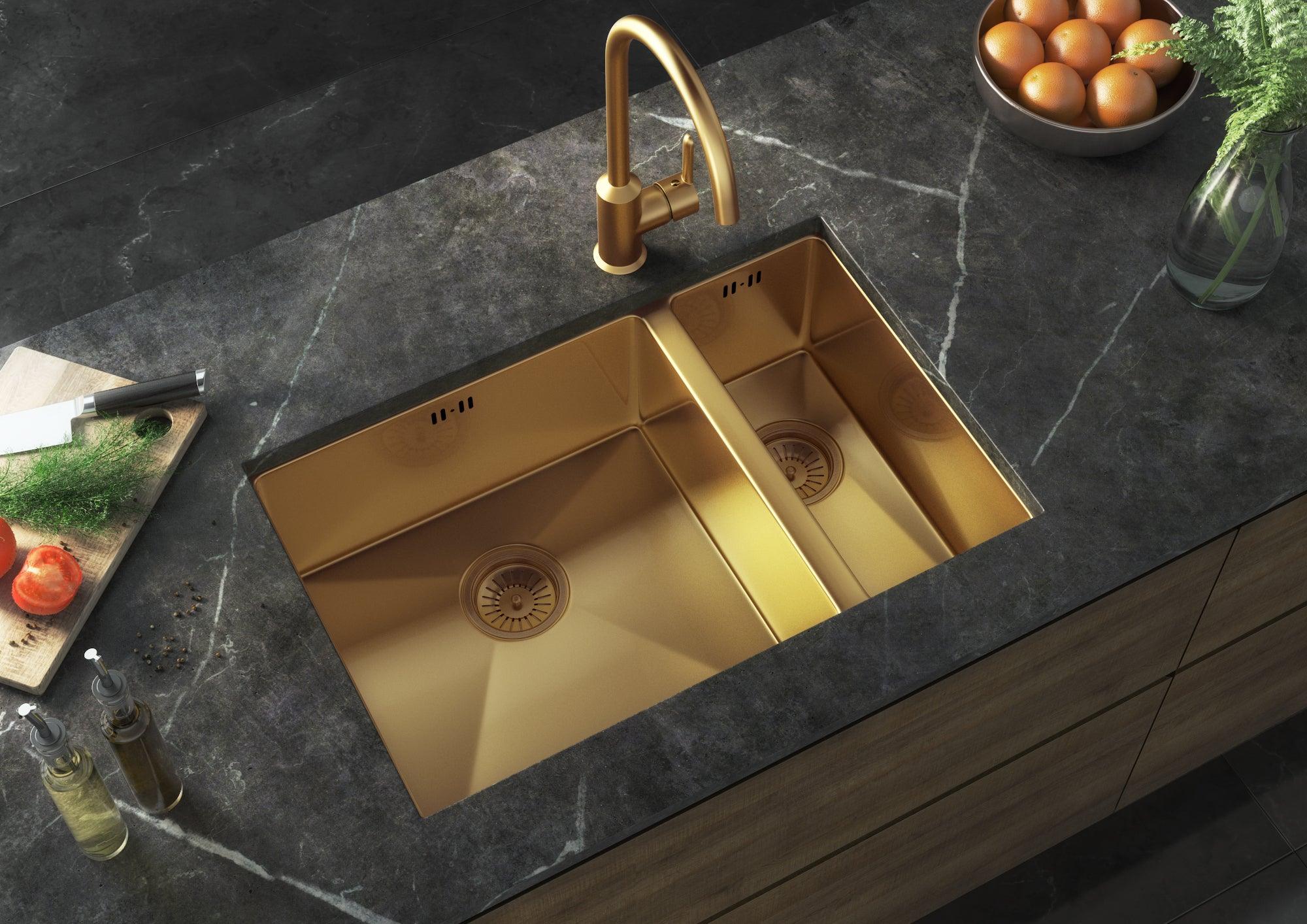 Nano 1.5 Bowl Gold Topmount or Undermount kitchen sink - Olif