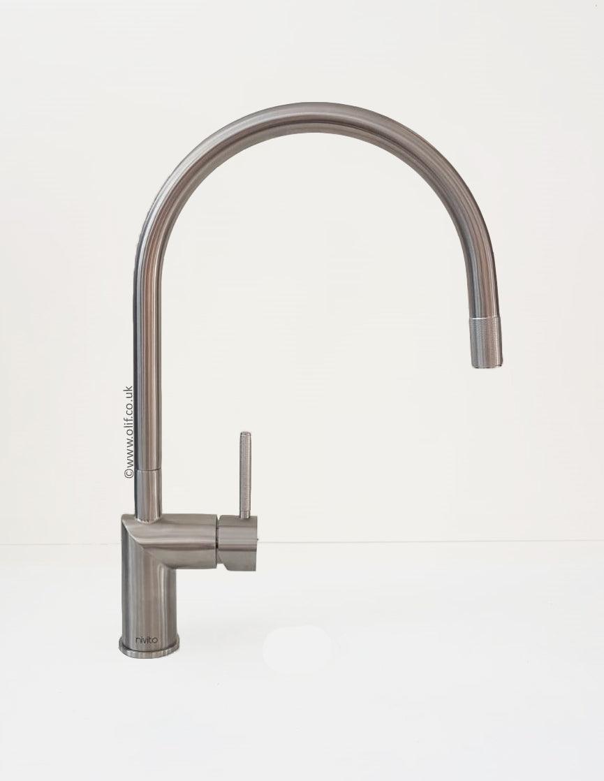 Nivito RH-100 INDUSTRIAL Brushed Steel, kitchen mixer tap - Olif