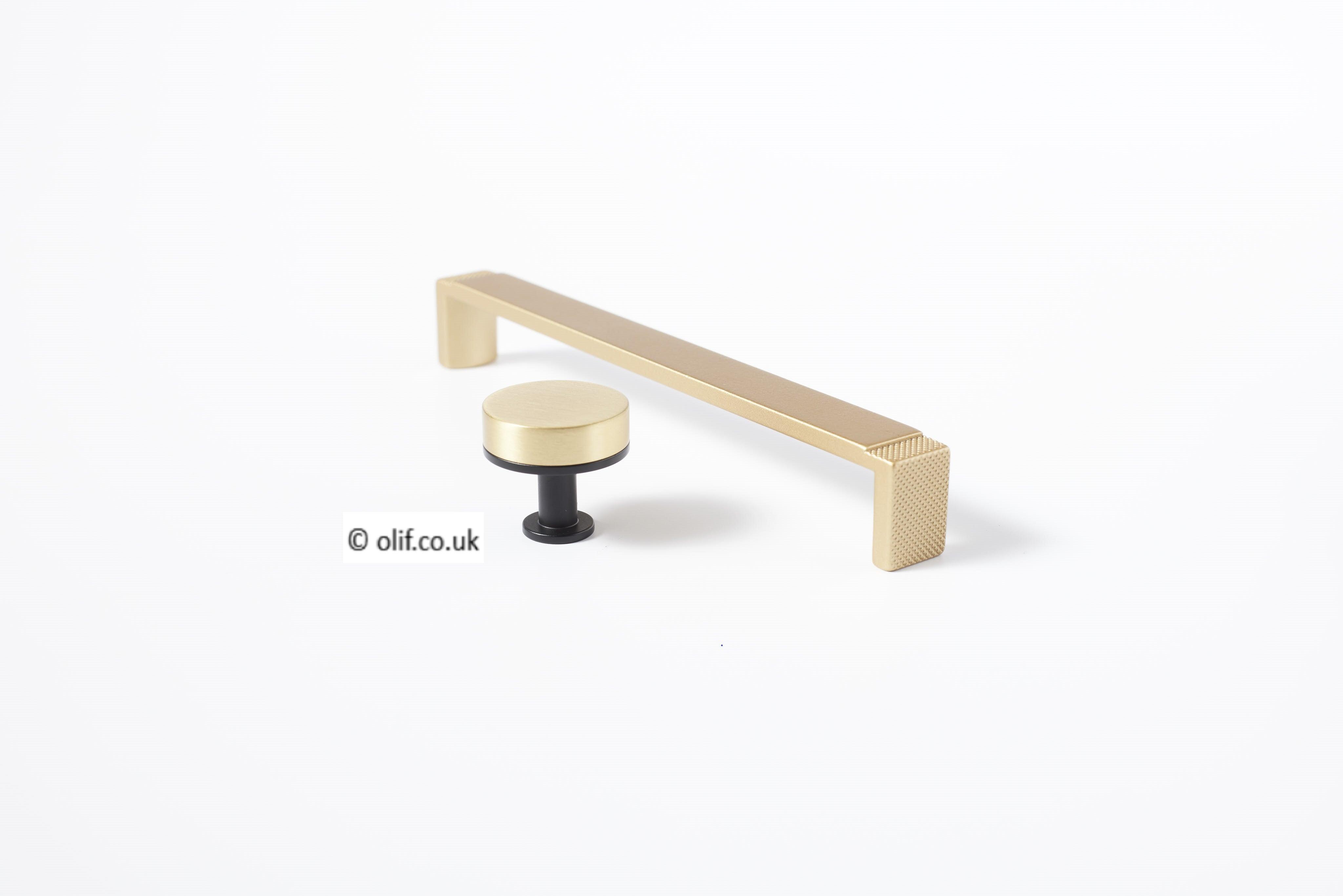 Olif Button Cabinet Mix & Match Knob, Gold/Matte Black - Olif