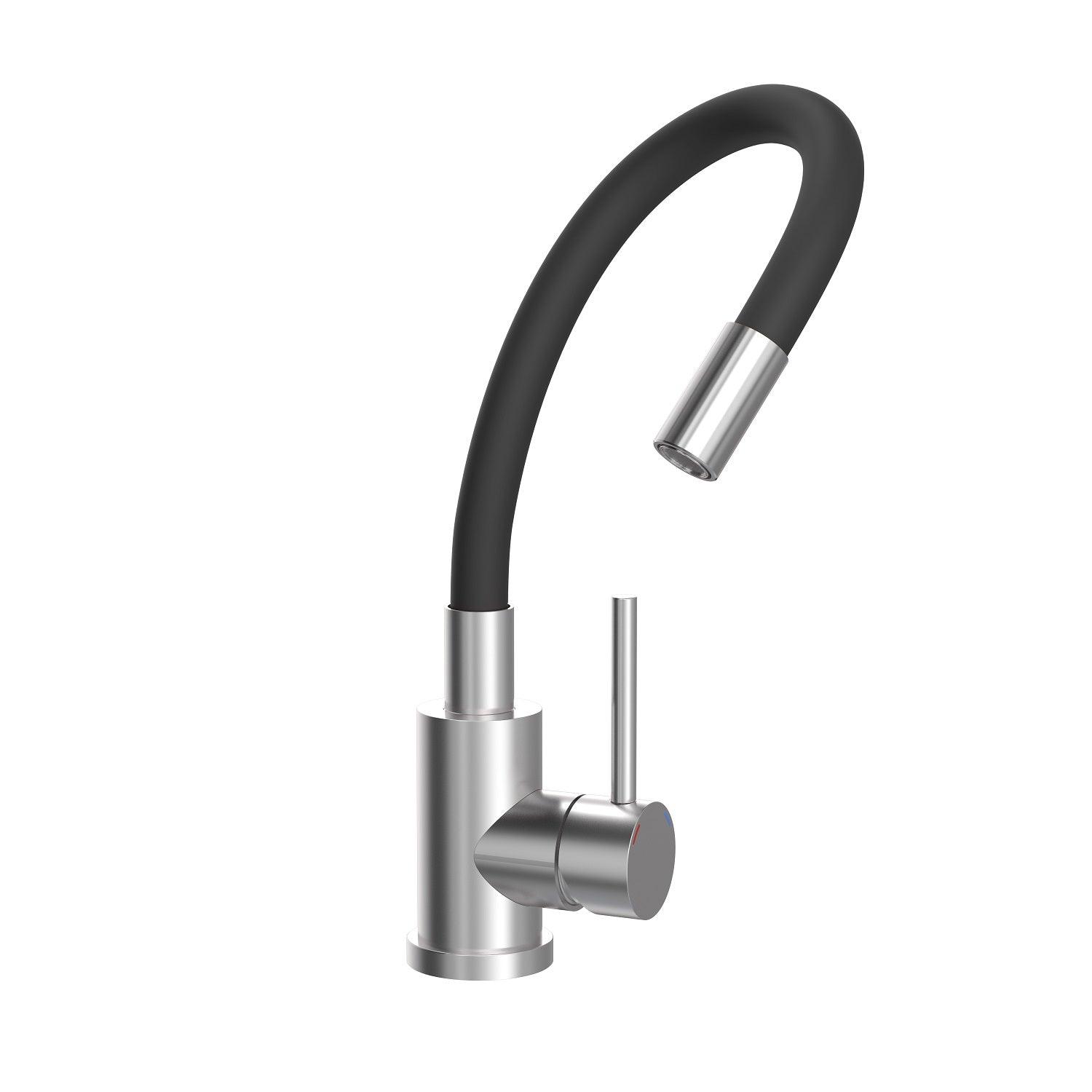 Quadron Maggie Stretch kitchen tap, Matte Black/Brushed Steel - Olif