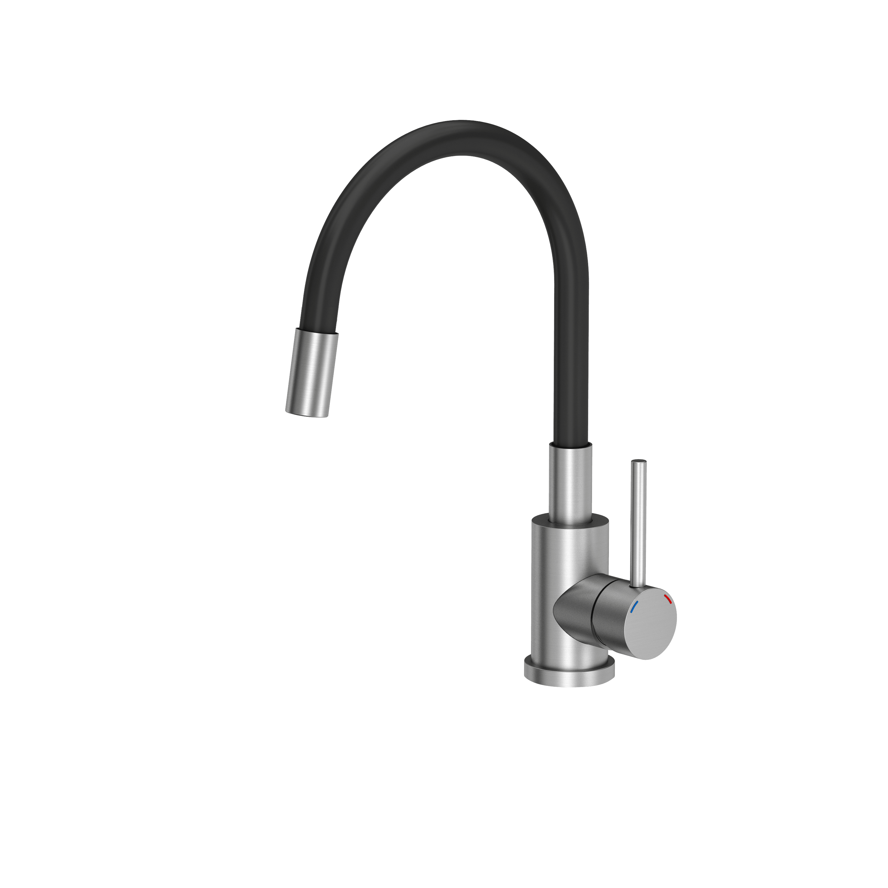 Quadron Maggie Stretch kitchen tap, Matte Black/Brushed Steel - Olif