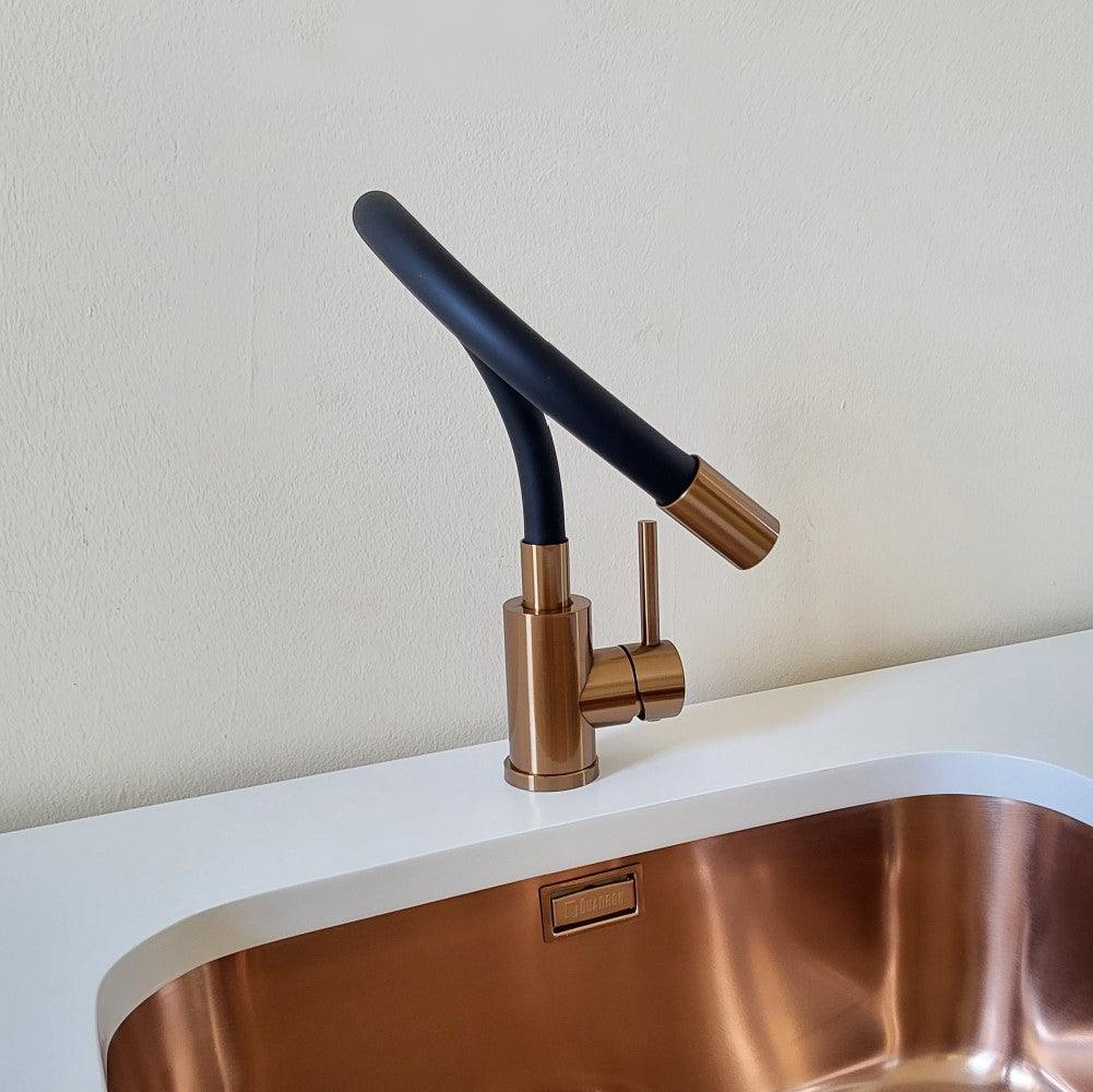 Quadron Maggie Stretch Mix&match kitchen tap, Matte Black and Copper - Olif