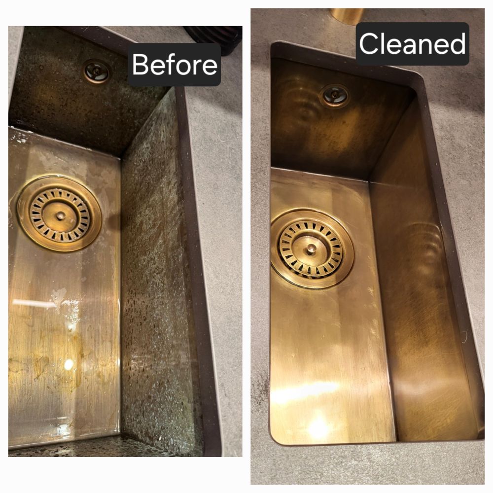 Patinated Brass sink polishing service