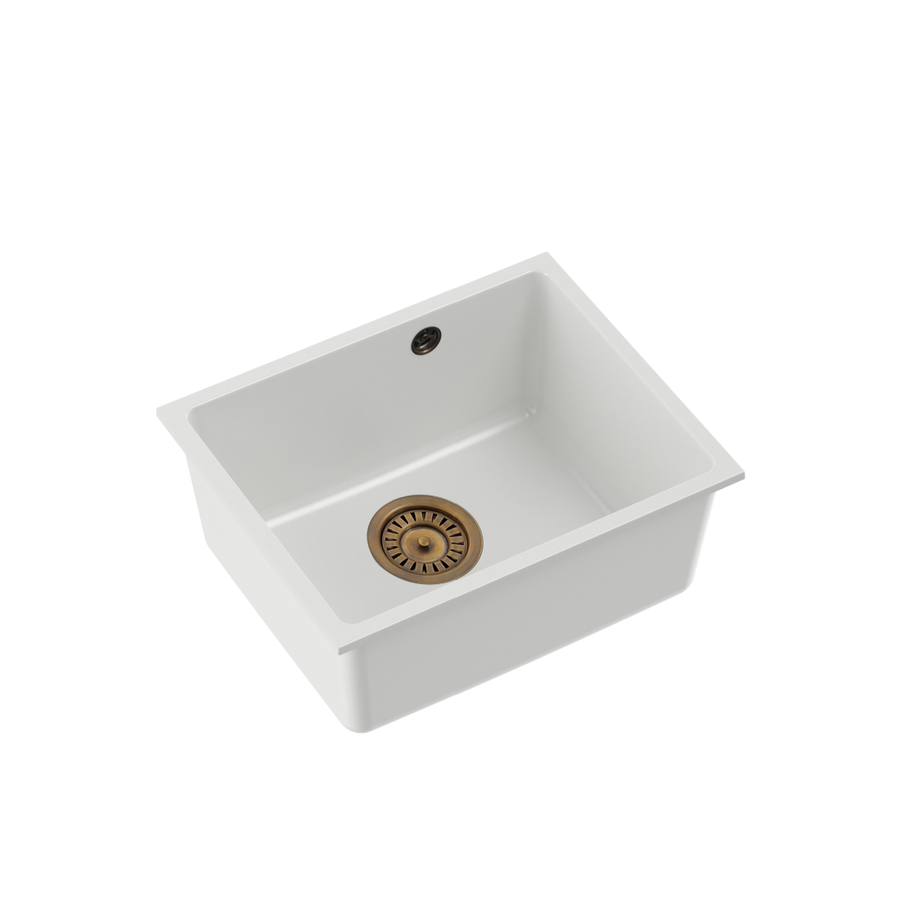 Quadron Alec 40 White Patinated Brass, undermount kitchen sink