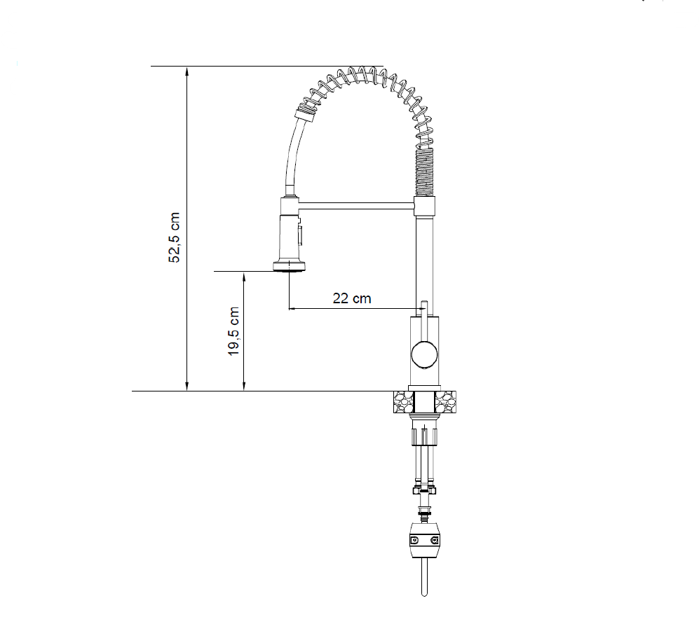Quadron Alice flexible tap with spray & water stop function, Matte Black