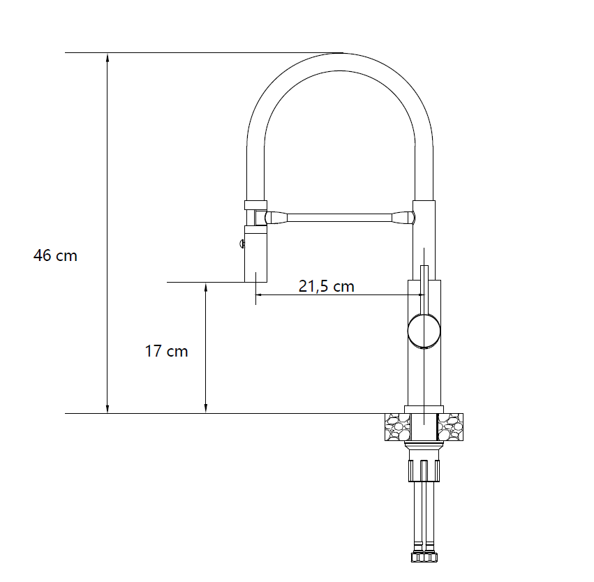 Quadron Andy flexible tap with spray function, Matte Black