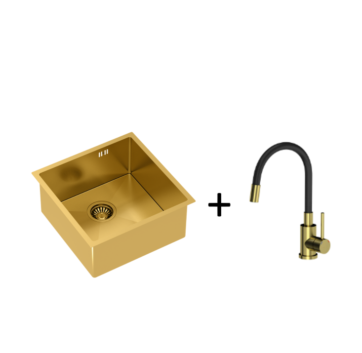 Quadron Anthony 50 Gold, PVD Nano kitchen sink