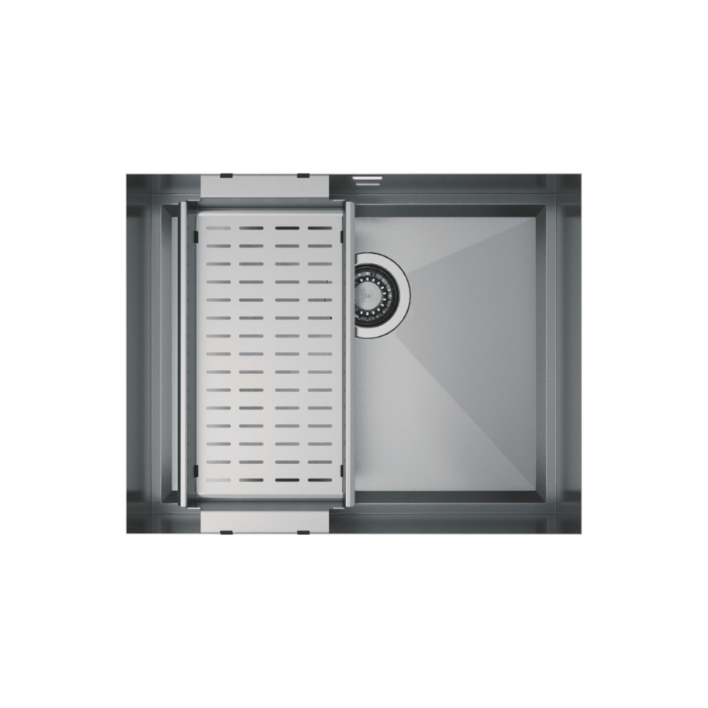 Artinox Titanium Gun Metal 50, top, flush-mount or undermount sink