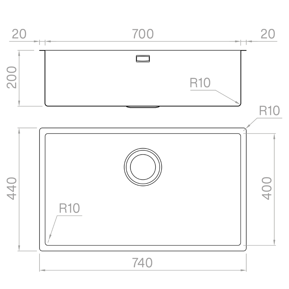 Artinox Titanium Copper 70, top, flush-mount or undermount sink
