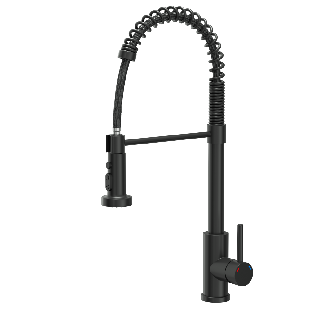 Quadron Alice flexible tap with spray & water stop function, Matte Black