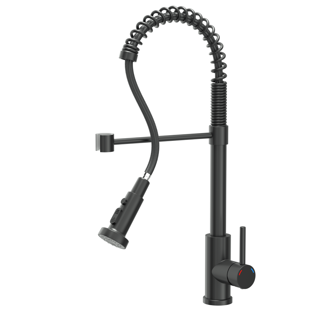 Quadron Alice flexible tap with spray & water stop function, Matte Black