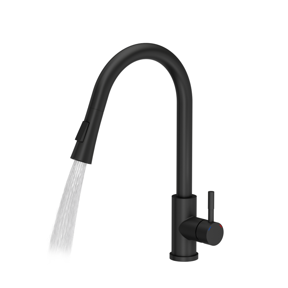 Quadron Julia pull down tap with spray function, Matte Black