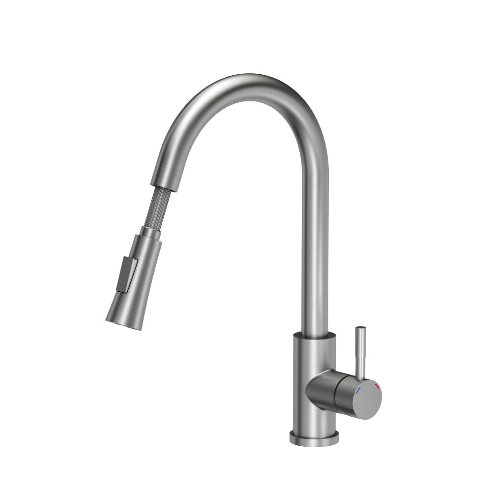 Quadron Julia pull down tap with spray function, Brushed Steel