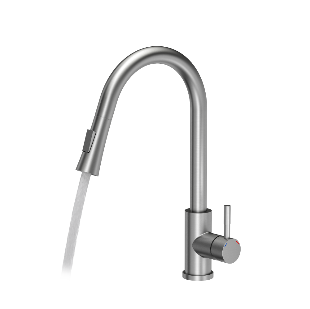 Quadron Julia pull down tap with spray function, Brushed Steel