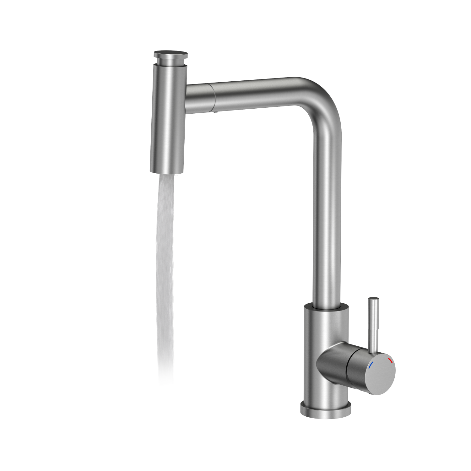 Quadron Meryl pull our tap with spray function, Brushed Steel