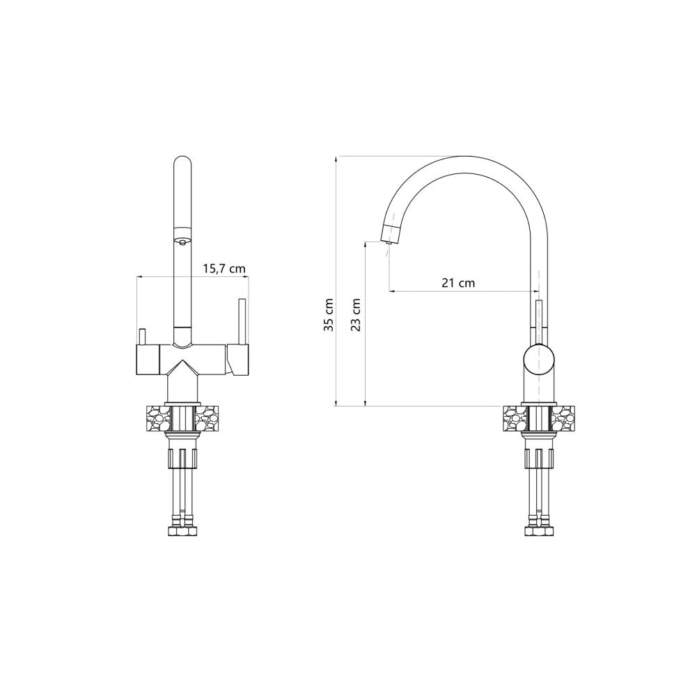 Quadron Caren 3-Way Filter Tap Pure Gold, stainless steel