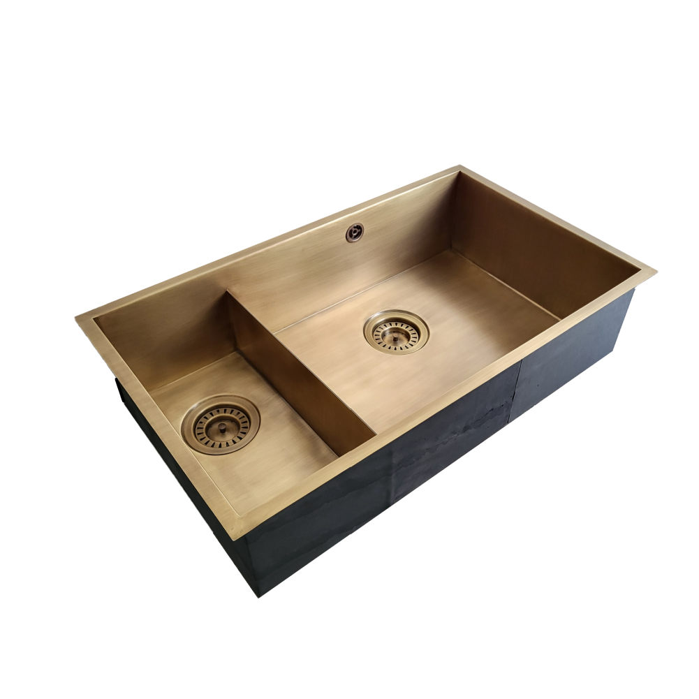 Olif Crudo 20+50 Patinated Brass kitchen sink, undermount or topmount
