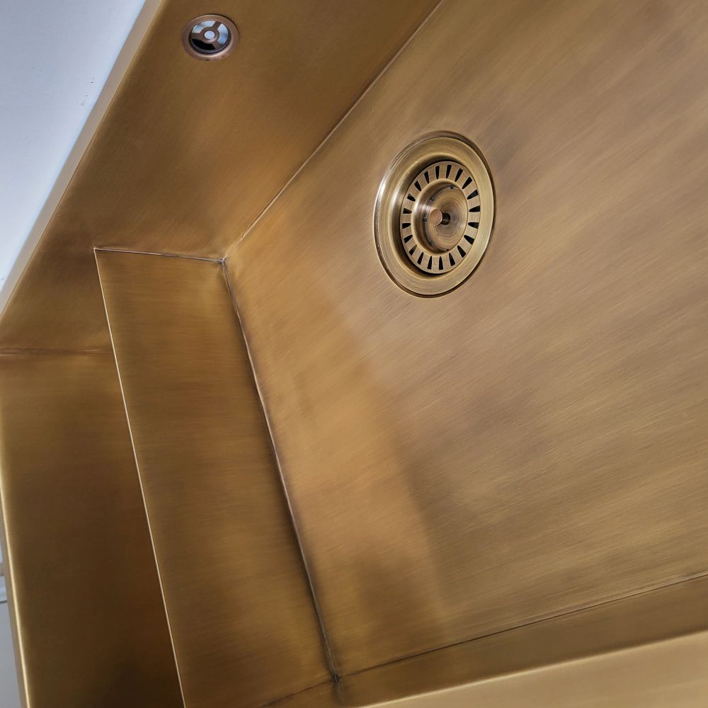 Olif Crudo 20+50 Patinated Brass kitchen sink, undermount or topmount