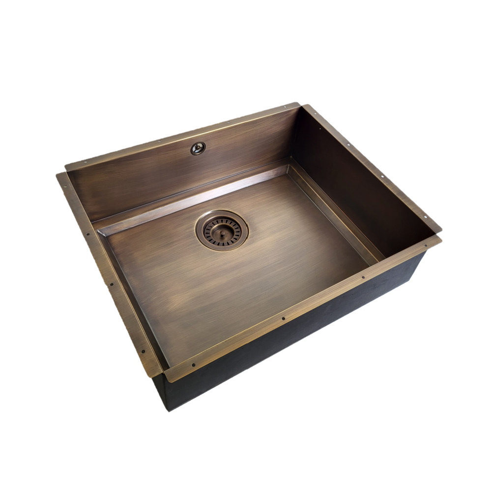 Olif Crudo 50 Cladded Patinated Brass Kitchen Sink